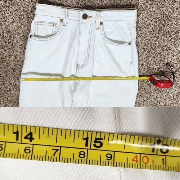 NWT Sandrine Rose X Free People White Straight Leg Jeans Size 24 - Picture 15 of 16